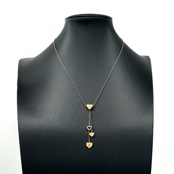 Tiffany Necklace Multi-Heart Drop 18K Yellow Gold 18KWG White Women's - Picture 6 of 6
